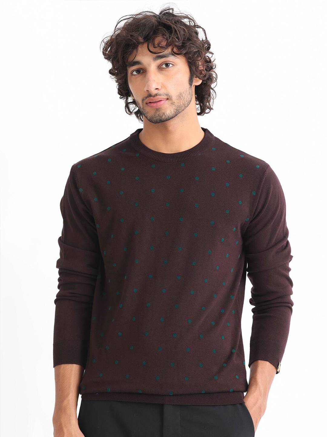 

RARE RABBIT Geometric Printed Pullover Sweaters, Maroon