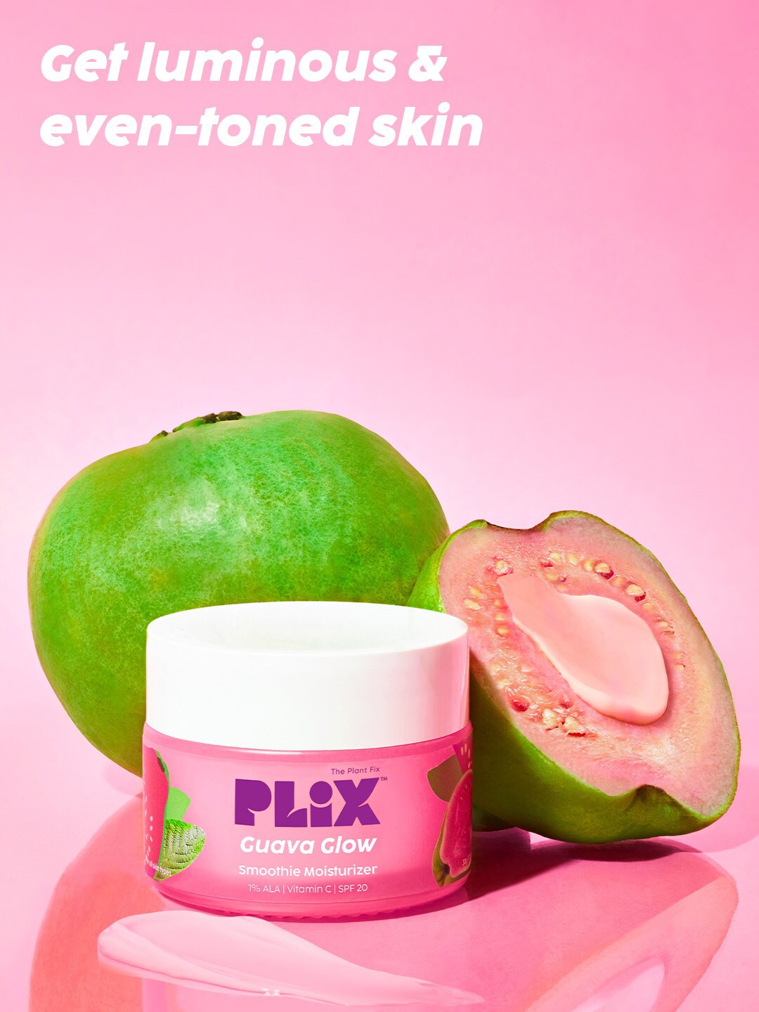

PLIX THE PLANT FIX Guava Glow Smoothie Moisturizer With Vitamin C & ALA-120g, Pink