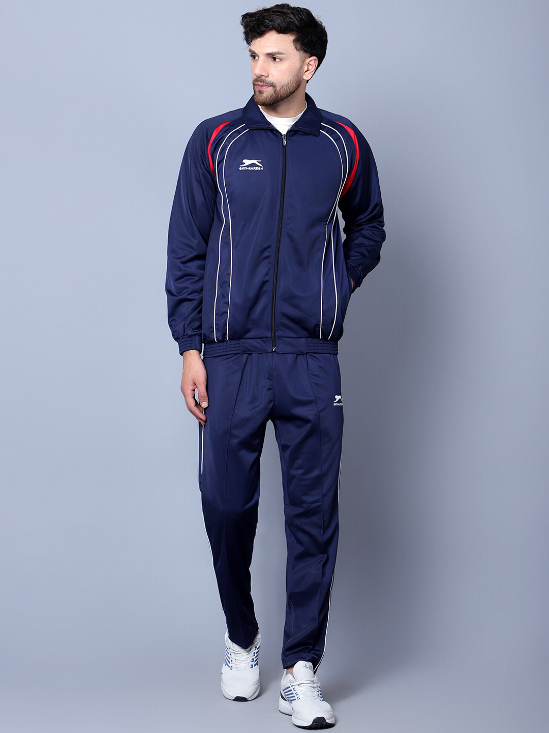 

Shiv Naresh Mock Collar Jacket & Trackpants Tracksuit, Navy blue