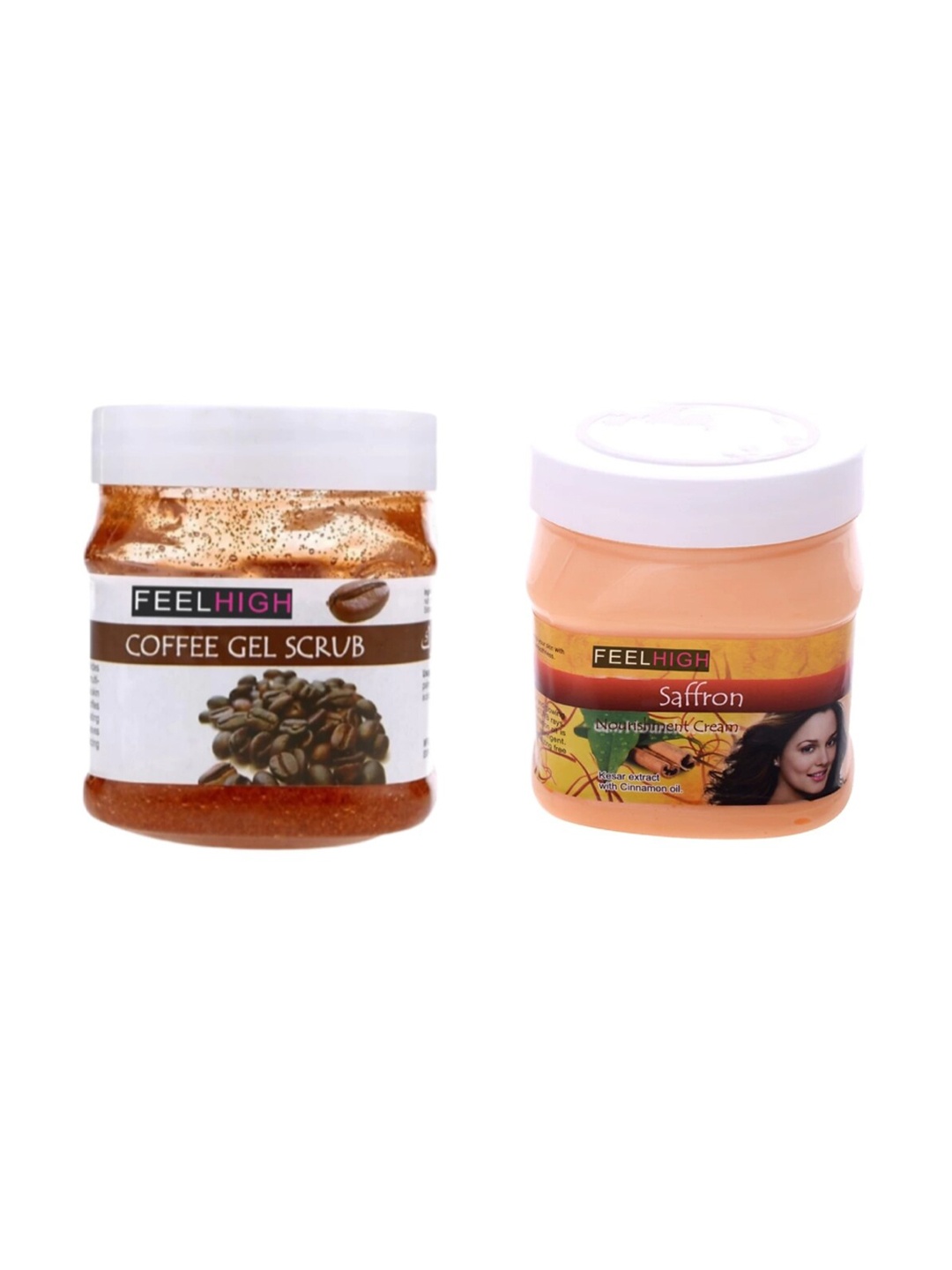 

FEELHIGH Set Of 2 Coffee Gel Scrub & Saffron Cream 500ml Each, Multi