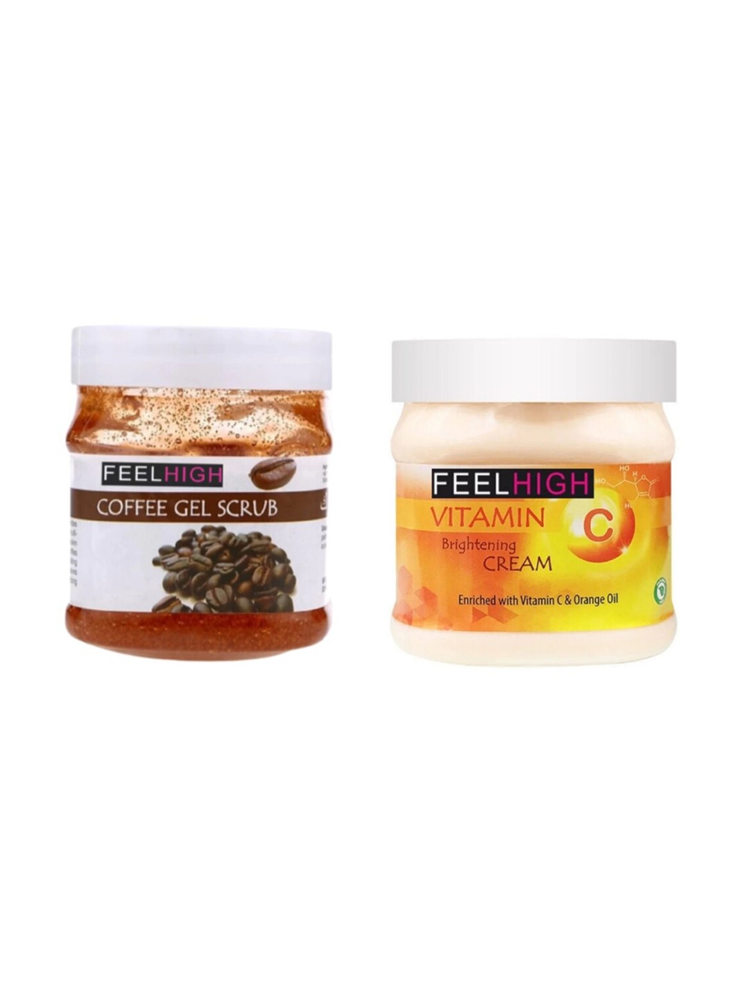 

FEELHIGH Set Of 2 Coffee Gel Scrub & Vitamin C Cream 500ml Each, Orange