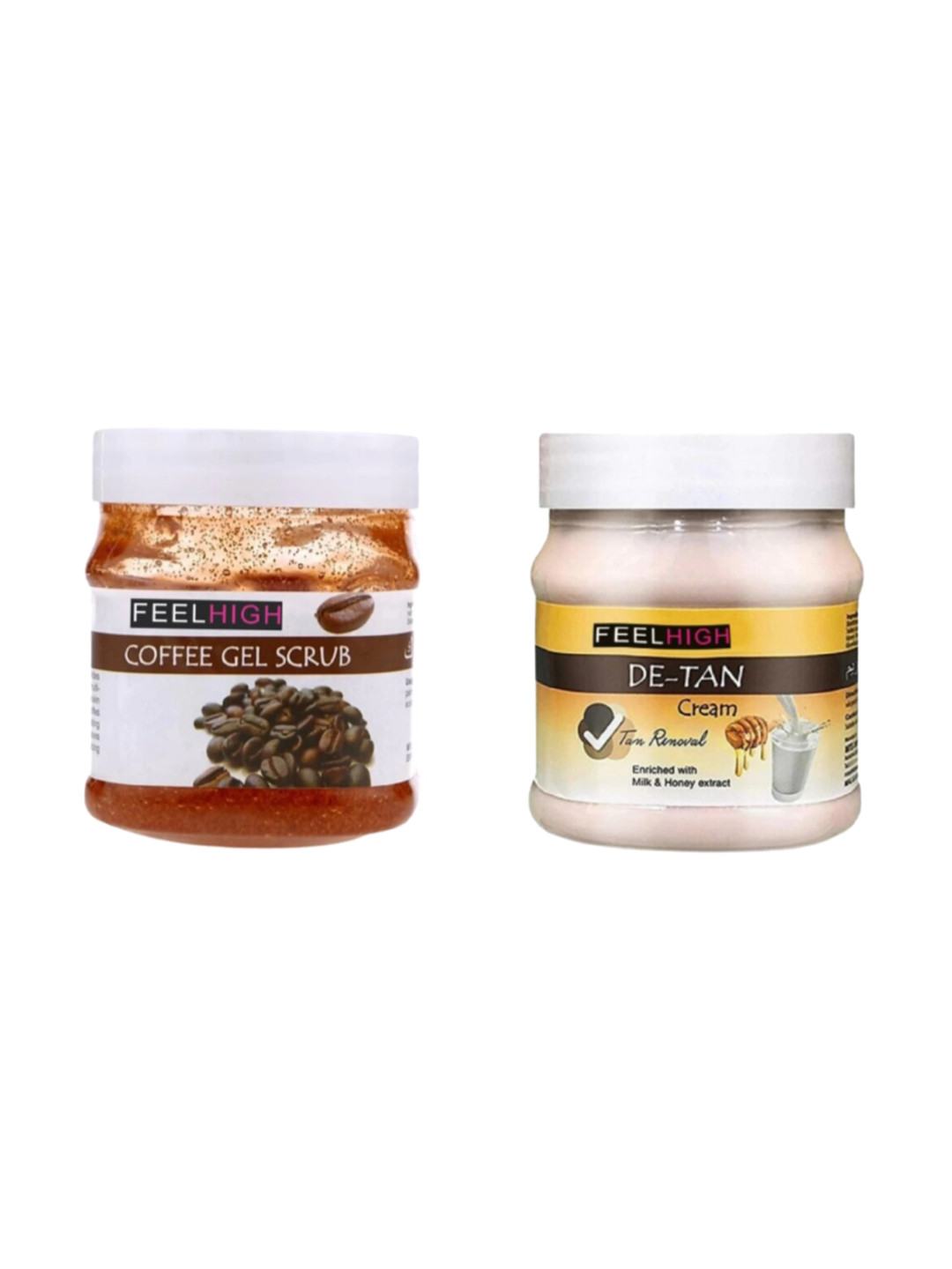 

FEELHIGH Set Of 2 Coffee Gel Scrub & De Tan Cream 500ml Each, Brown