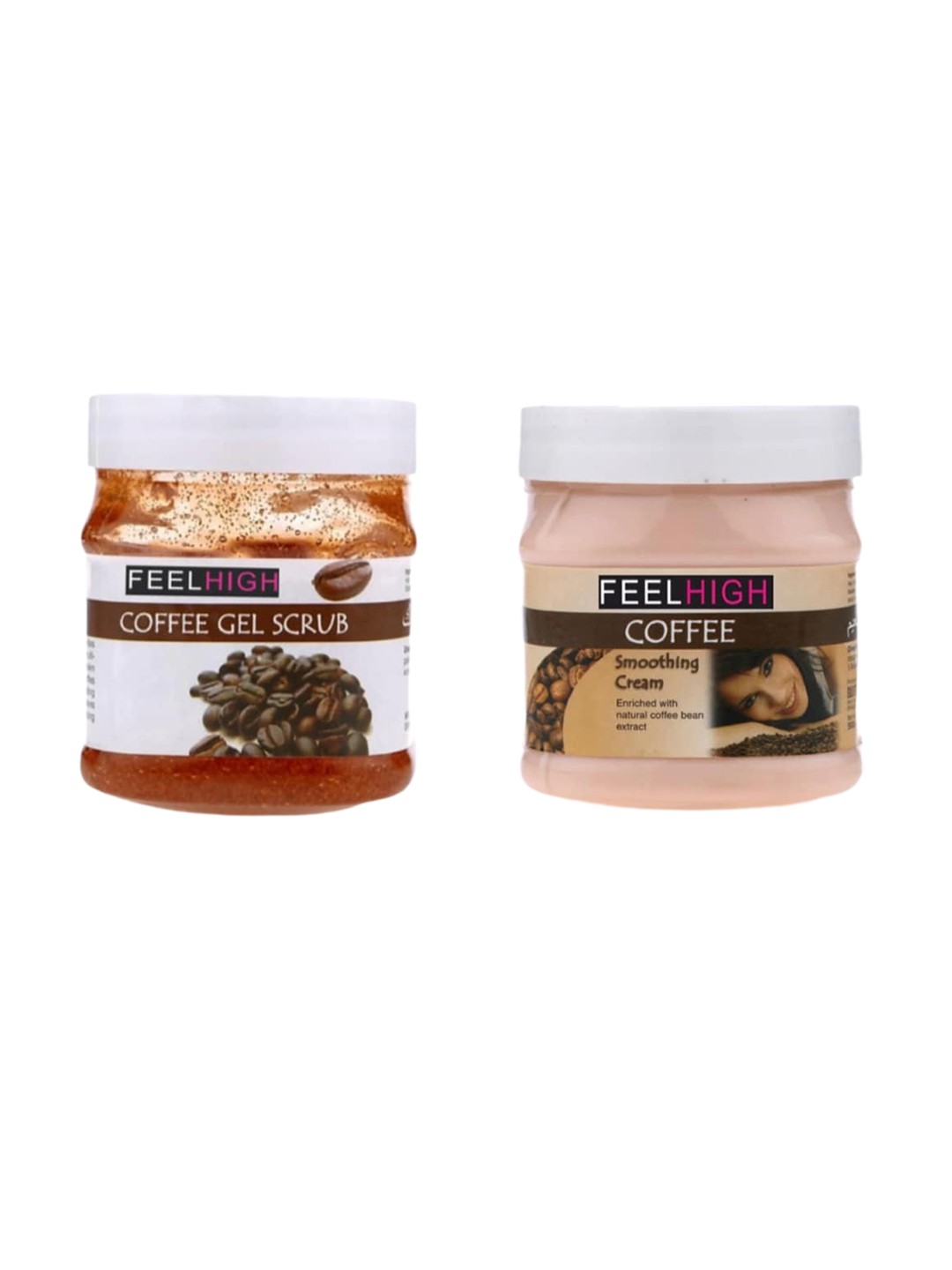 

FEELHIGH Set Of 2 Coffee Gel Scrub & Coffee Cream 500ml Each, Brown