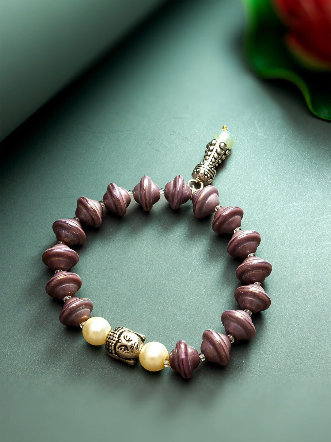 

aadita Beaded Elasticated Bracelet, Purple