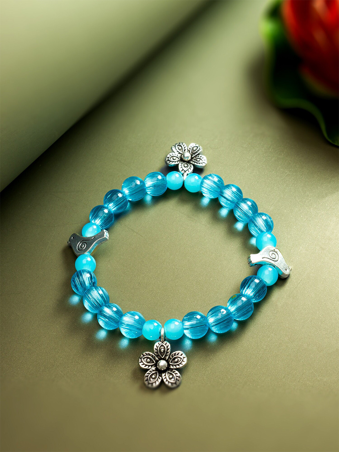 

aadita Beaded Elasticated Bracelet, Blue