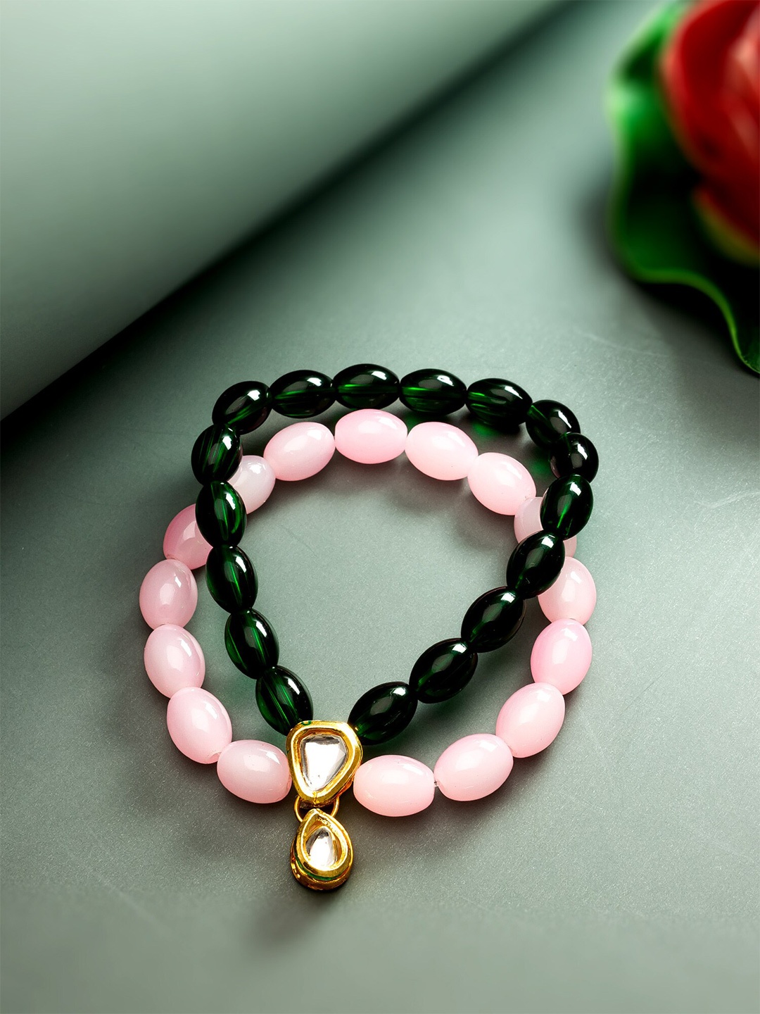 

aadita Beaded Elasticated Bracelet, Pink