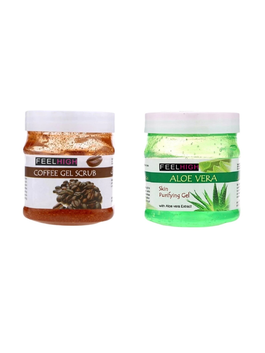 

FEELHIGH Set Of 2 Coffee Gel Scrub & Aloevera Gel 500ml Each, Green