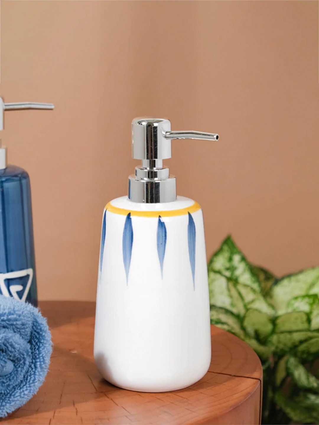 

Nestasia White & Blue Printed Ceramic Soap Dispenser - 450 ml