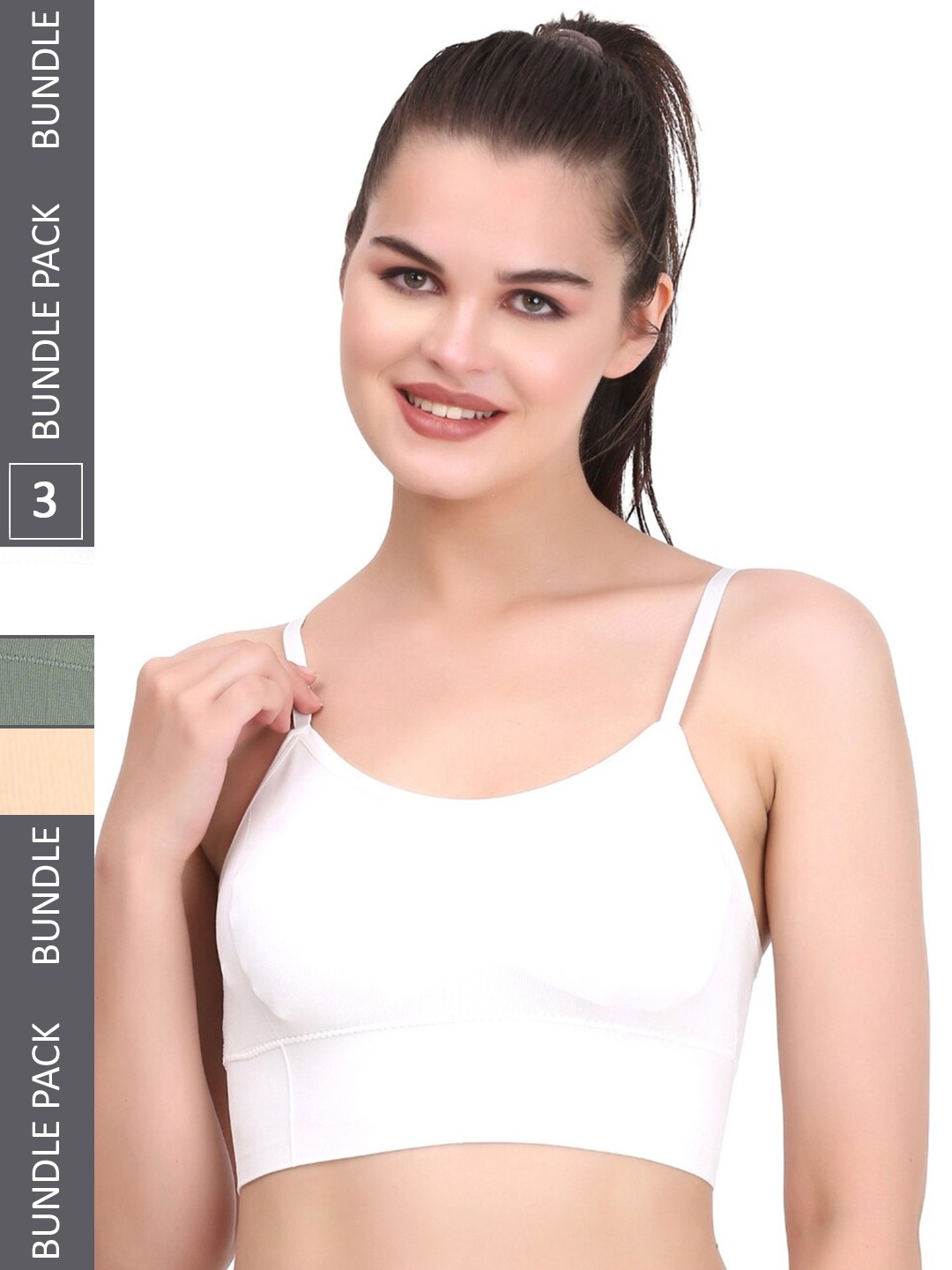 

MYSHA Pack Of 3 Full Coverage Lightly Padded Seamless Workout Bra With All Day Comfort, White