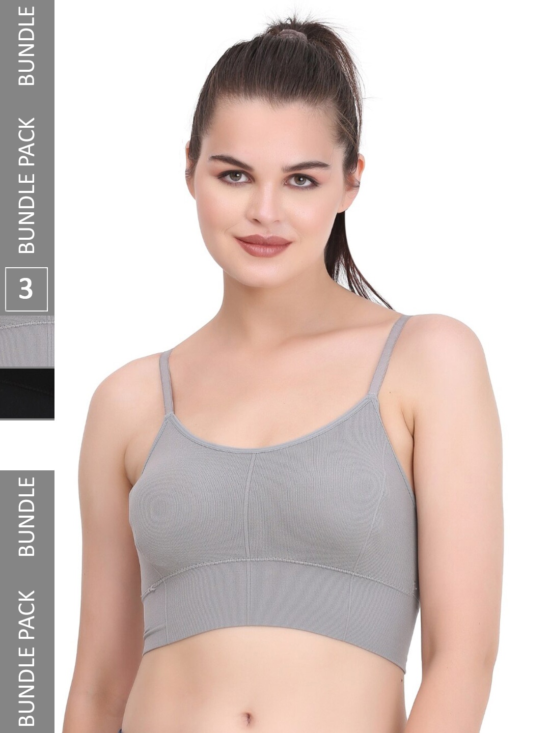 

MYSHA Pack Of 3 Full Coverage Lightly Padded Bralette Bra With All Day Comfort, Black