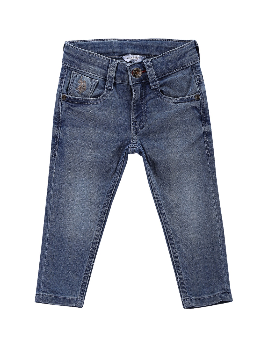 

U.S. Polo Assn. Kids Boys Skinny Fit Mid-Rise Light Fade Stretchable Jeans, Blue