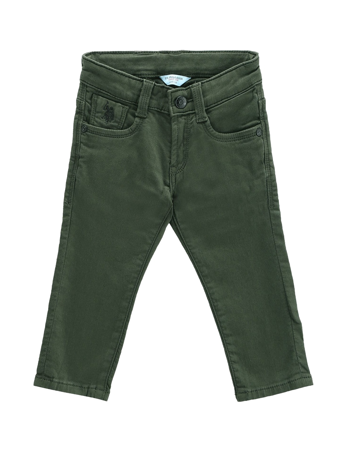

U.S. Polo Assn. Kids Boys Slim Fit Mid-Rise Low Distress Stretchable Jeans, Green
