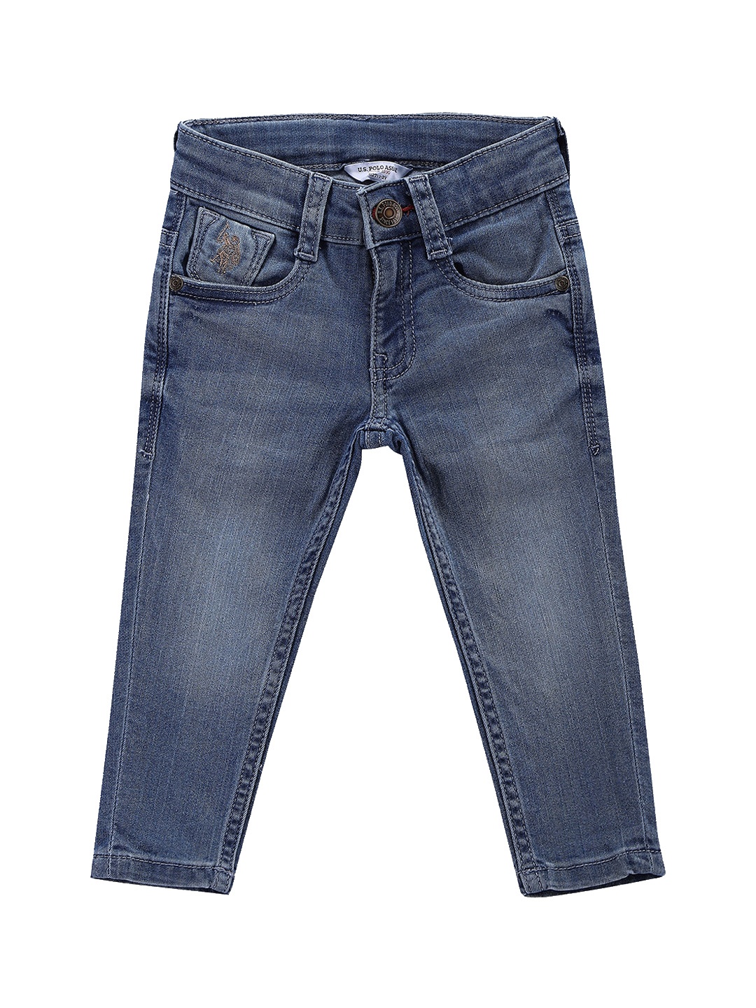 

U.S. Polo Assn. Kids Boys Skinny Fit Mid-Rise Light Fade Stretchable Jeans, Blue