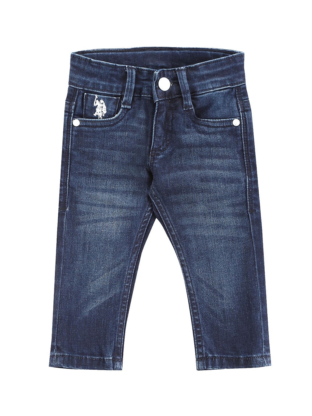 

U.S. Polo Assn. Kids Girls Slim Fit Light Fade Stretchable Jeans, Navy blue