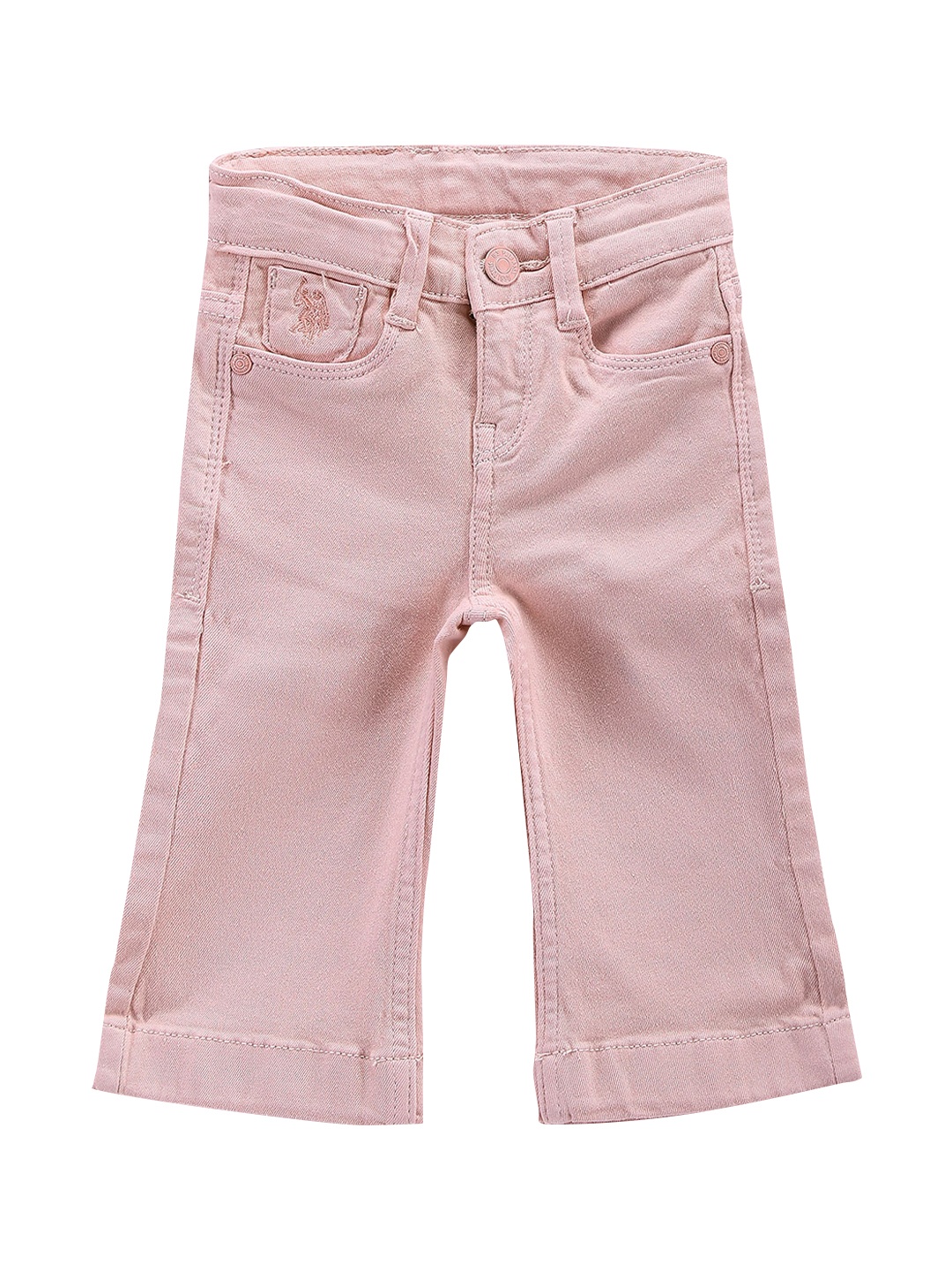 

U.S. Polo Assn. Kids Girls Mildly Distress Flared Stretchable Jeans, Pink