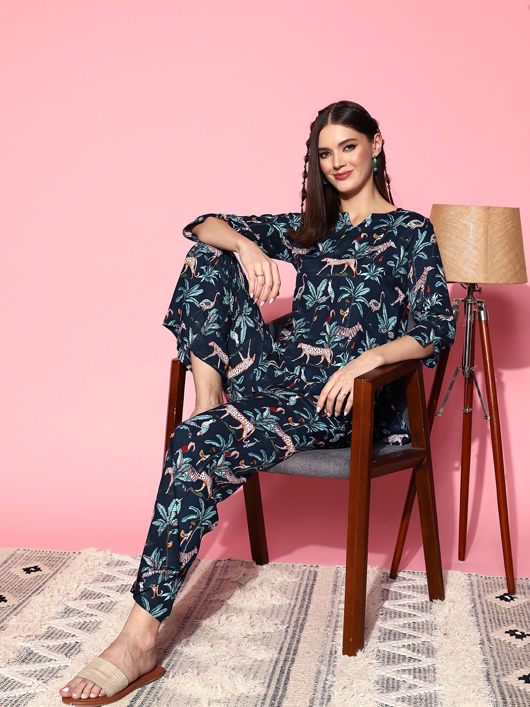 

all about you Printed Co-Ords, Navy blue