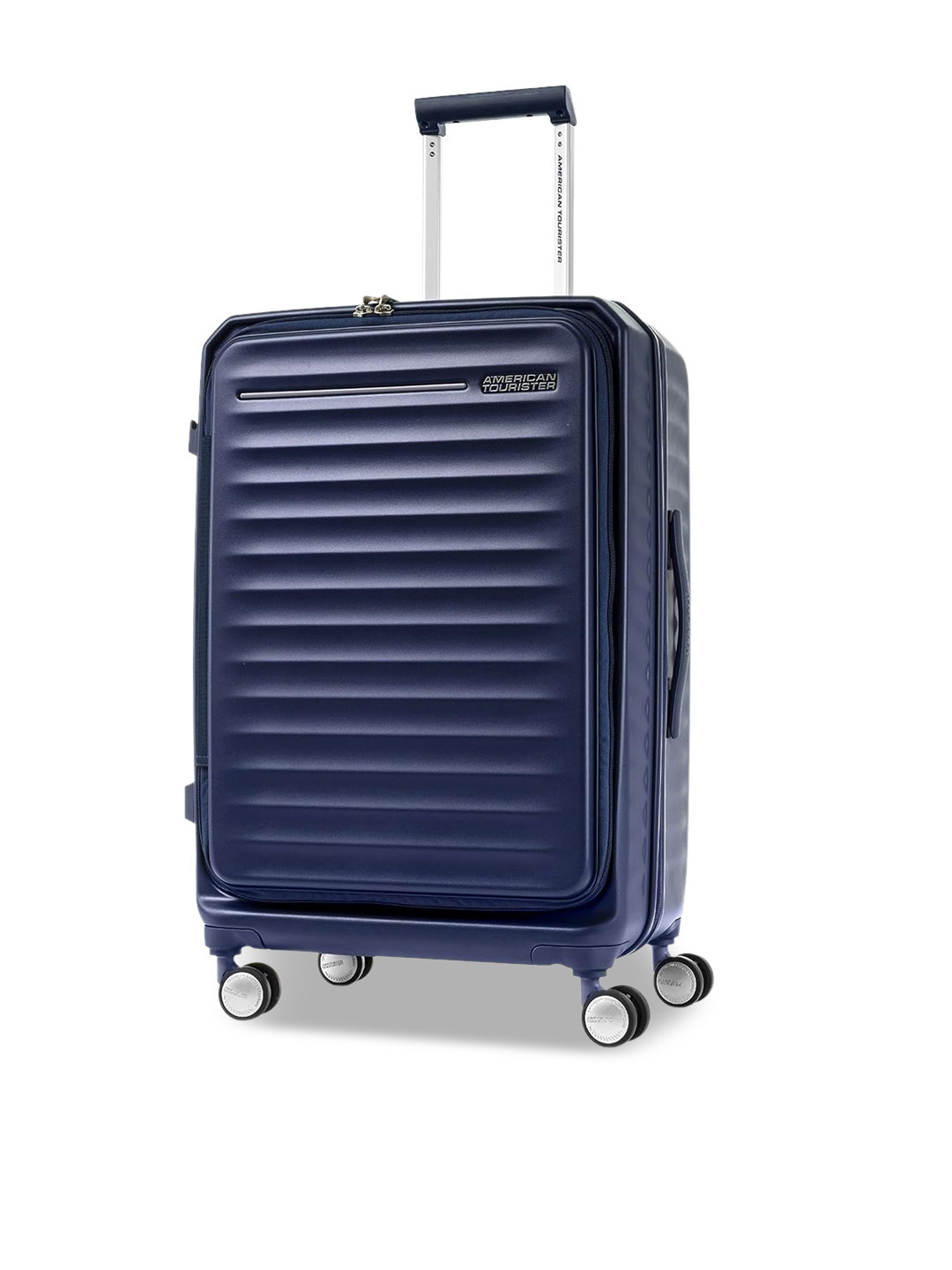 

AMERICAN TOURISTER Frontec Textured Hard-Sided Trolley Bag, Navy blue