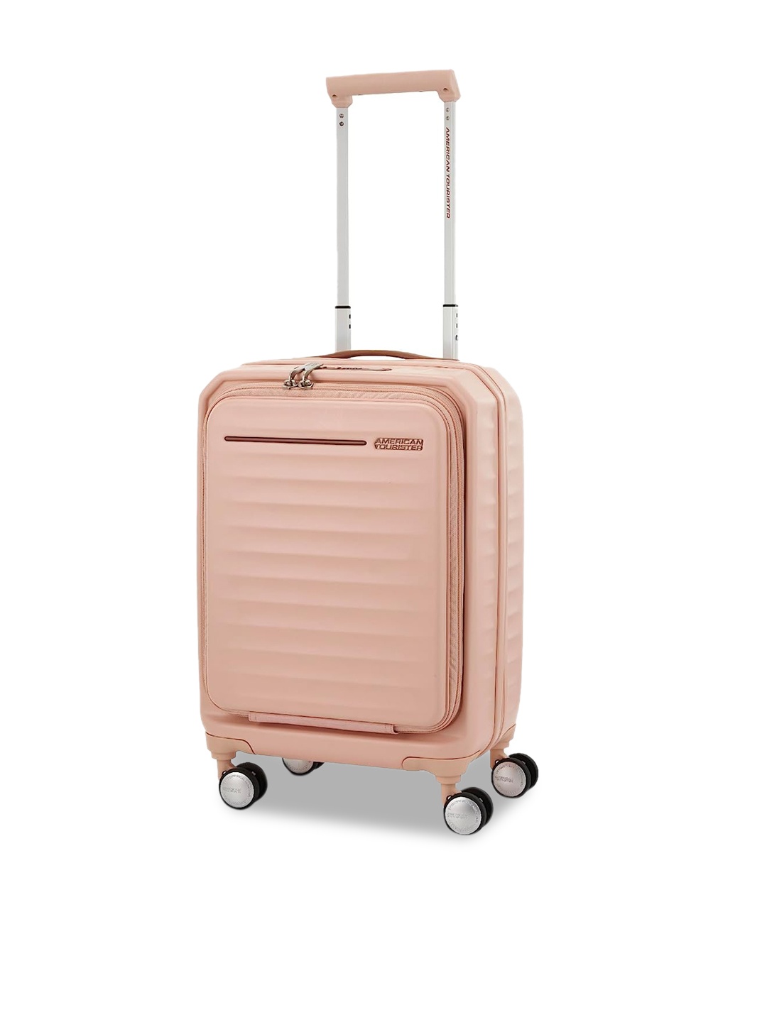 

AMERICAN TOURISTER FRONTEC SP54 EXP TSA Textured Polypropylene Small Trolley Suitcase-43L, Peach
