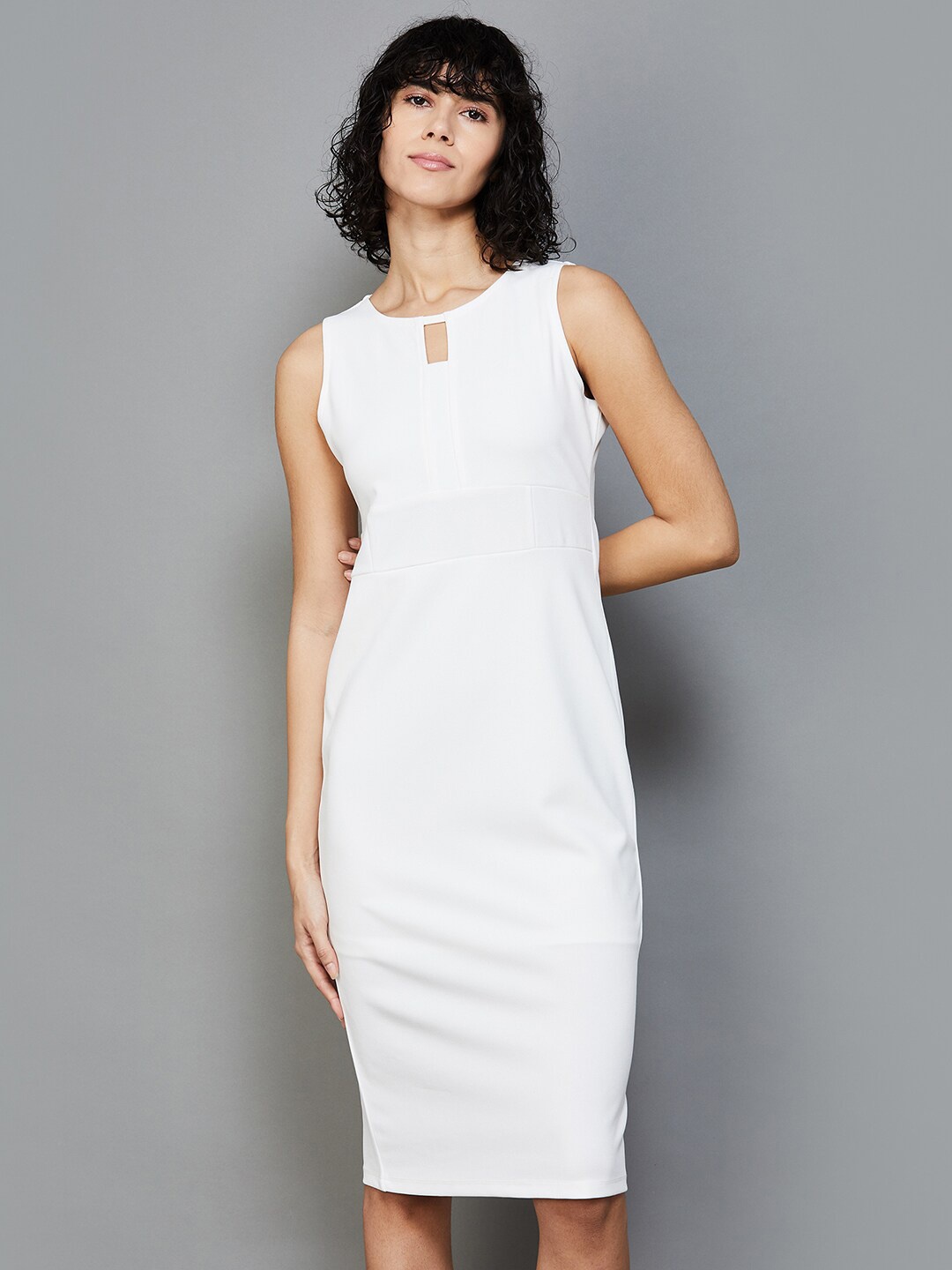 

Ginger by Lifestyle Round Neck A-Line Dress, White