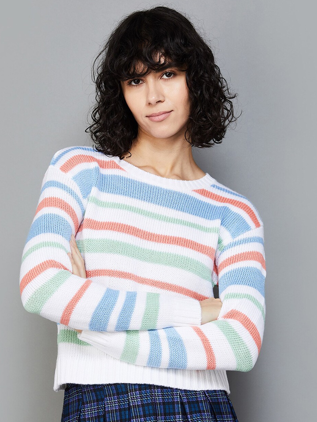 

Ginger by Lifestyle Striped Crop Sweatshirt, Blue
