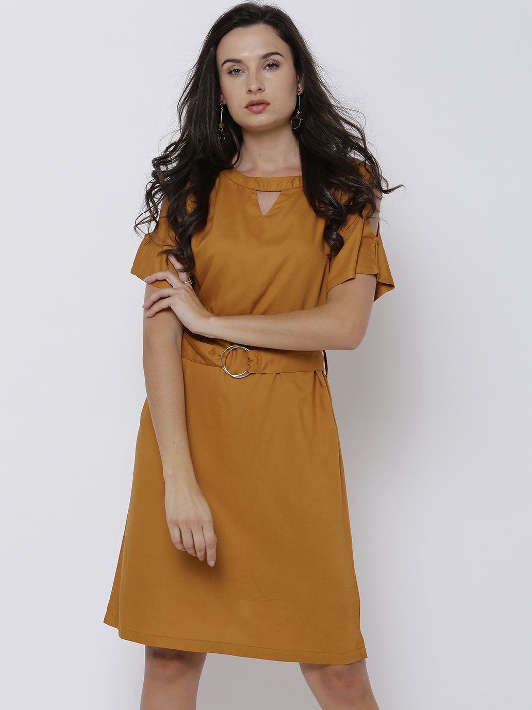 

Tokyo Talkies Women Mustard Solid A-Line Dress