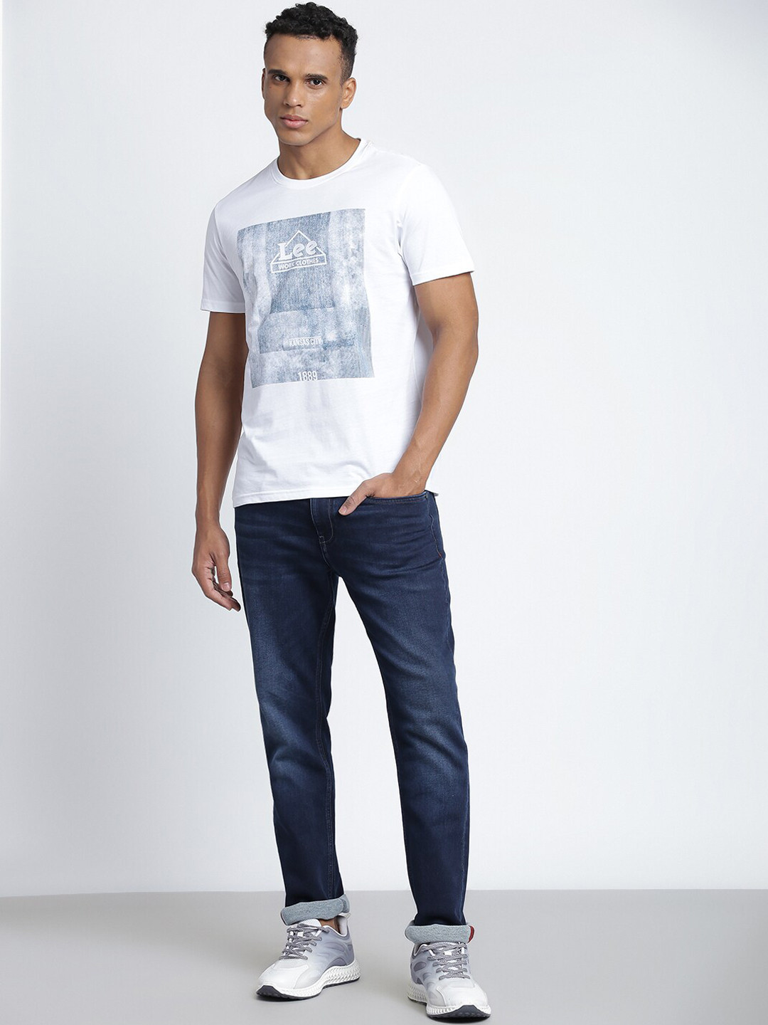 

Lee Men Mid Rise Clean Look Cotton Slim Fit Jeans, Blue