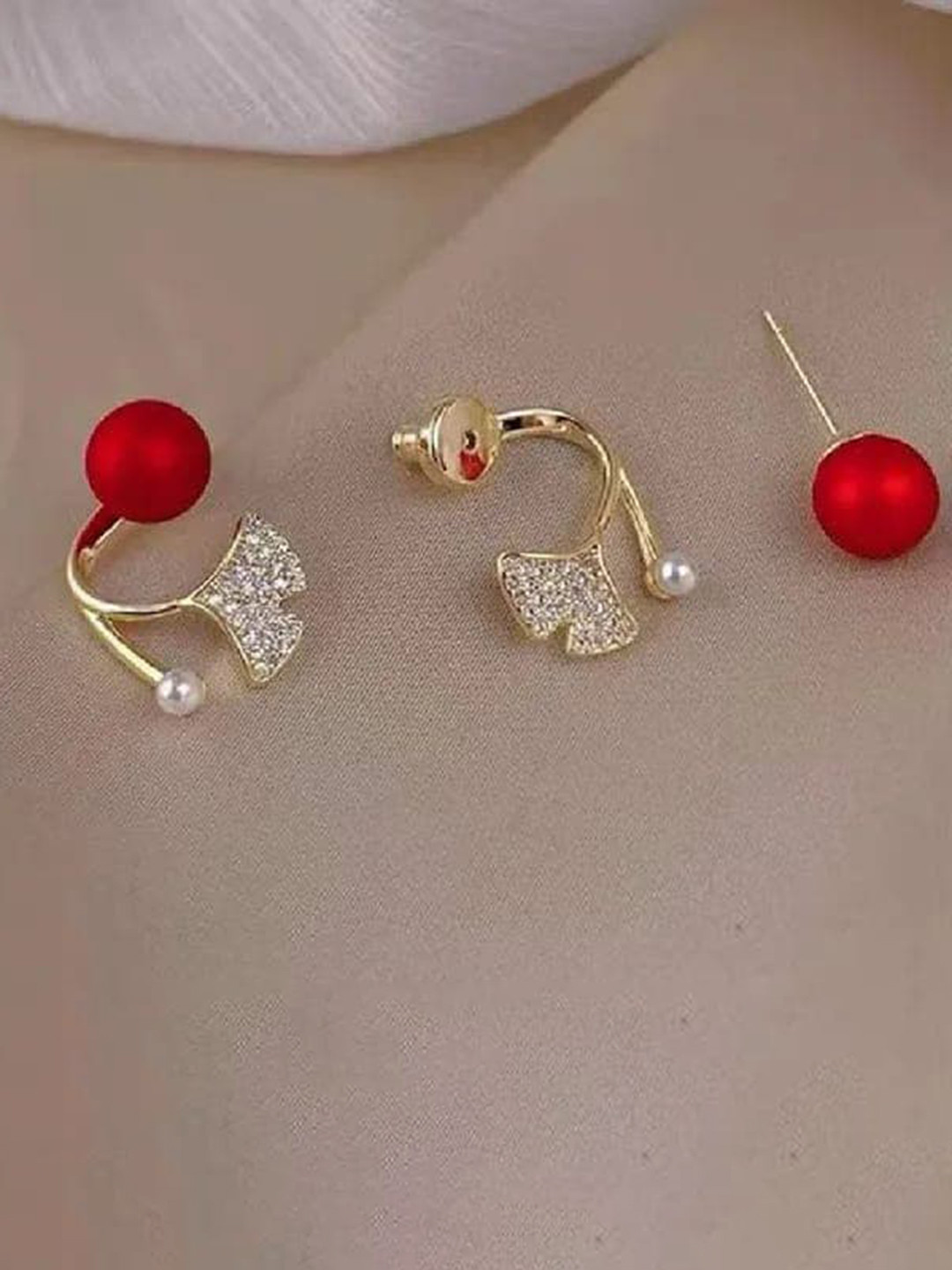 

VIEN Gold-Plated CZ-Studded Contemporary Studs Earrings