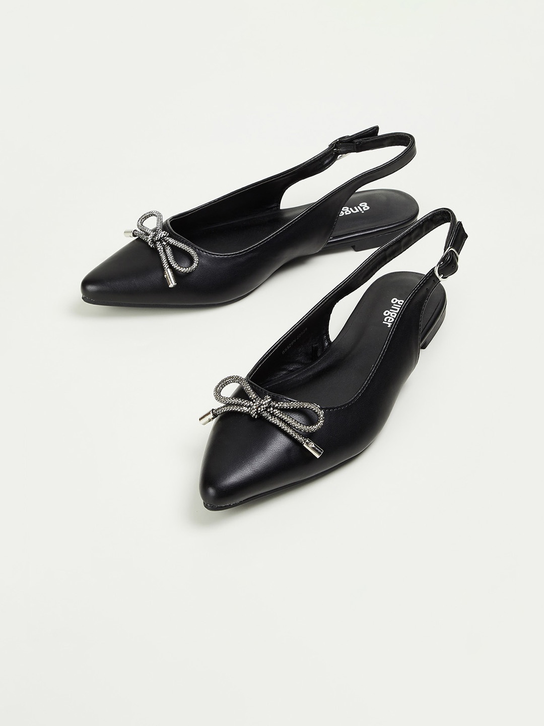 

Ginger by Lifestyle Bow Embellished Pointed Toe Mules, Black