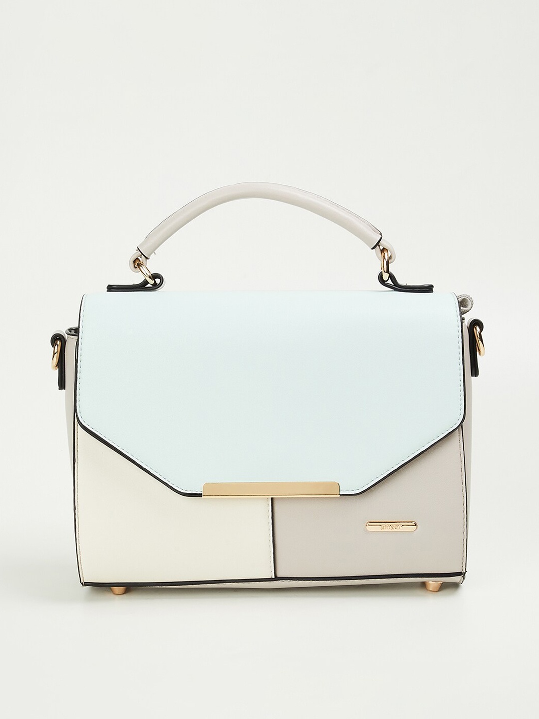 

Ginger by Lifestyle Colourblocked Structured Synthetic Satchel, Green