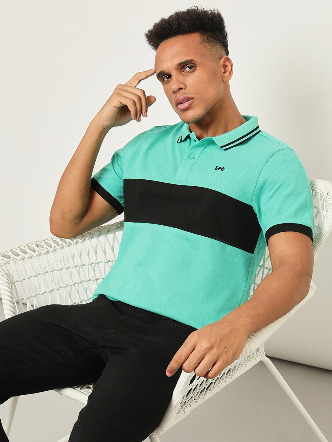 

Lee Striped Polo Collar Slim Fit T-shirt, Green