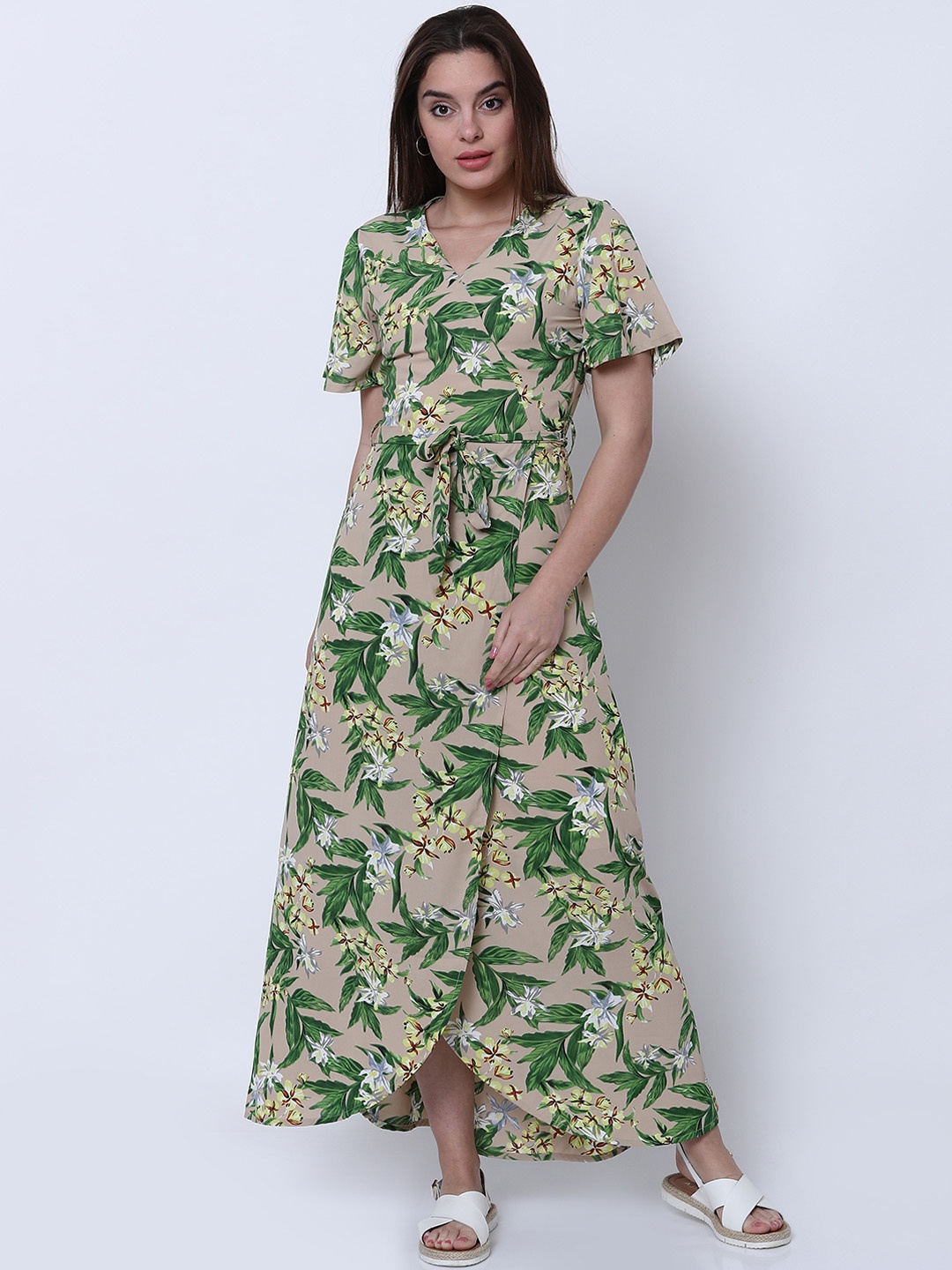 

Tokyo Talkies Women Beige Printed Maxi Dress