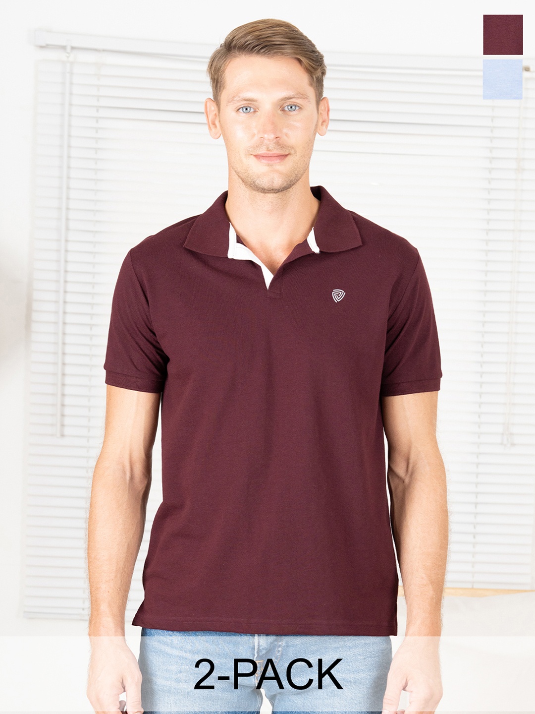 

Lux Cozi Pack of 2 Polo Collar T-shirt, Coffee brown