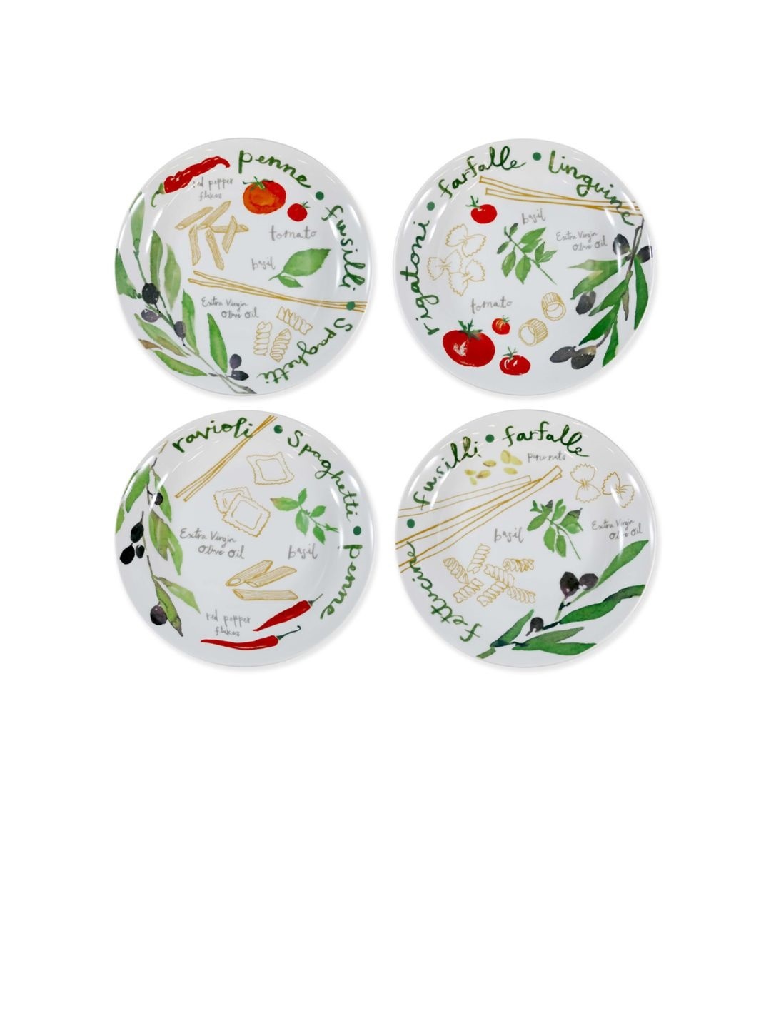 

Rosanna White & Green 4 Pieces Floral Printed Ceramic Glossy Bowls