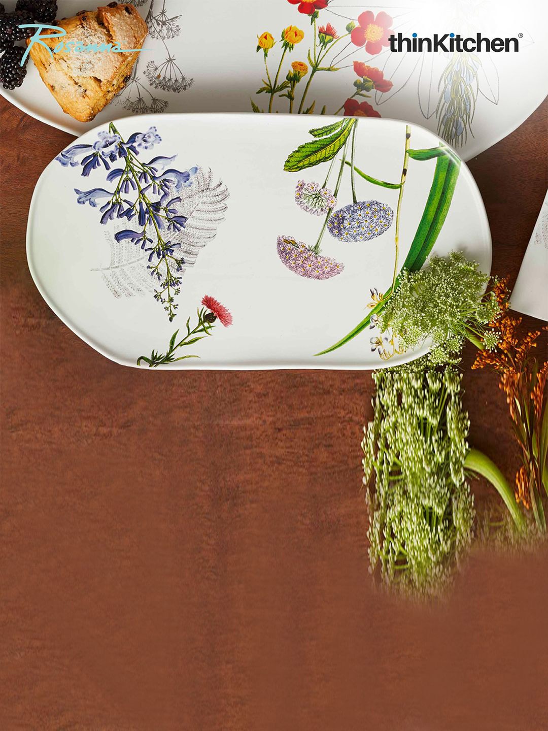 

Rosanna White & Green Printed Serving Tray