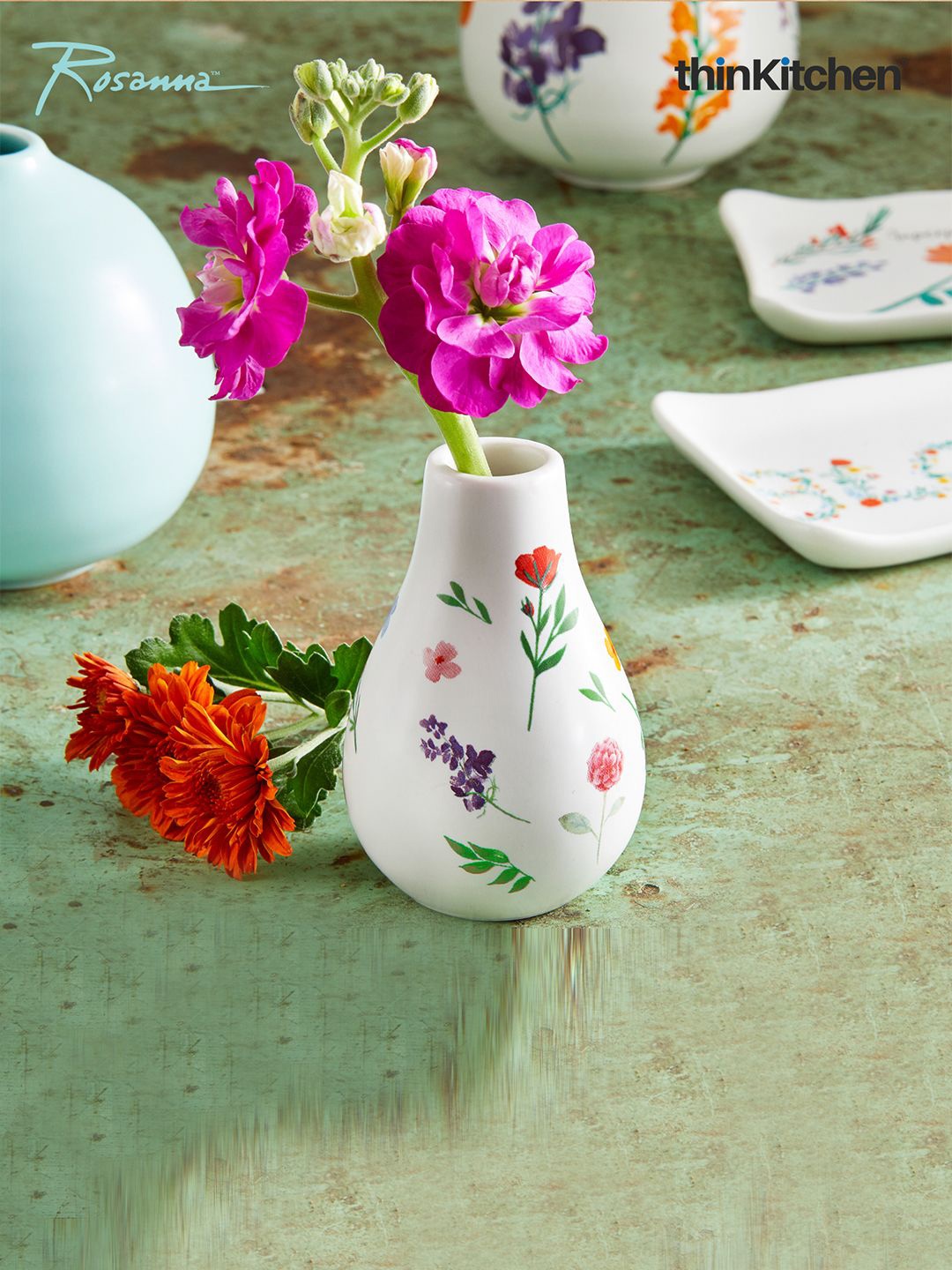 

Rosanna White & Green Printed Ceramic Vase