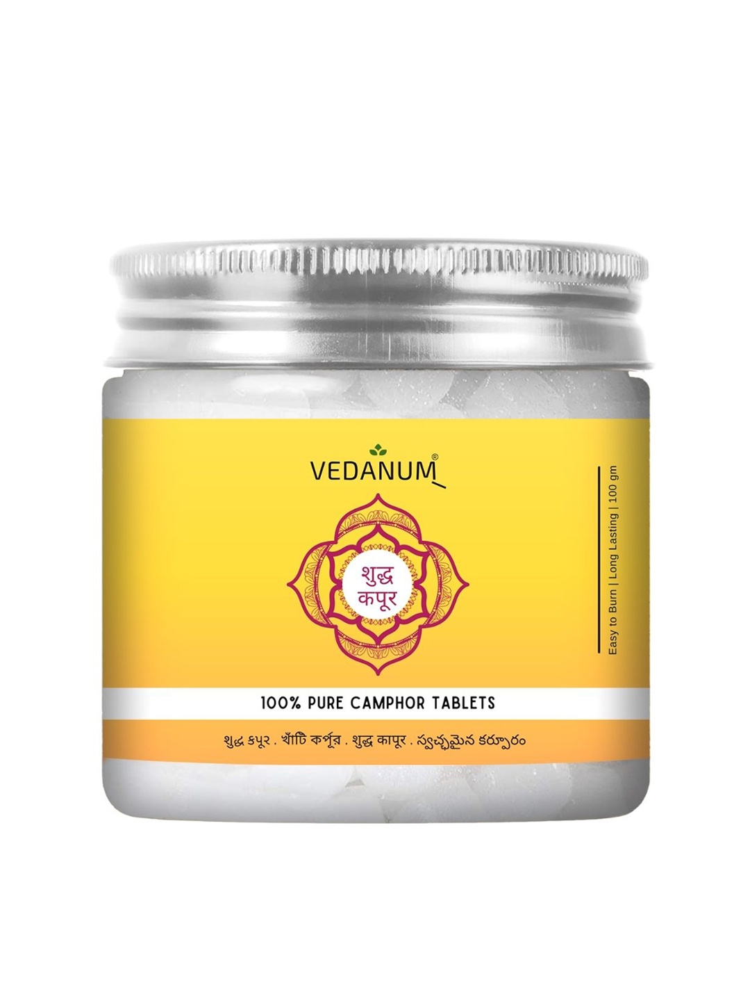 

VEDANUM Yellow Camphor Tablets Jar 100 gm