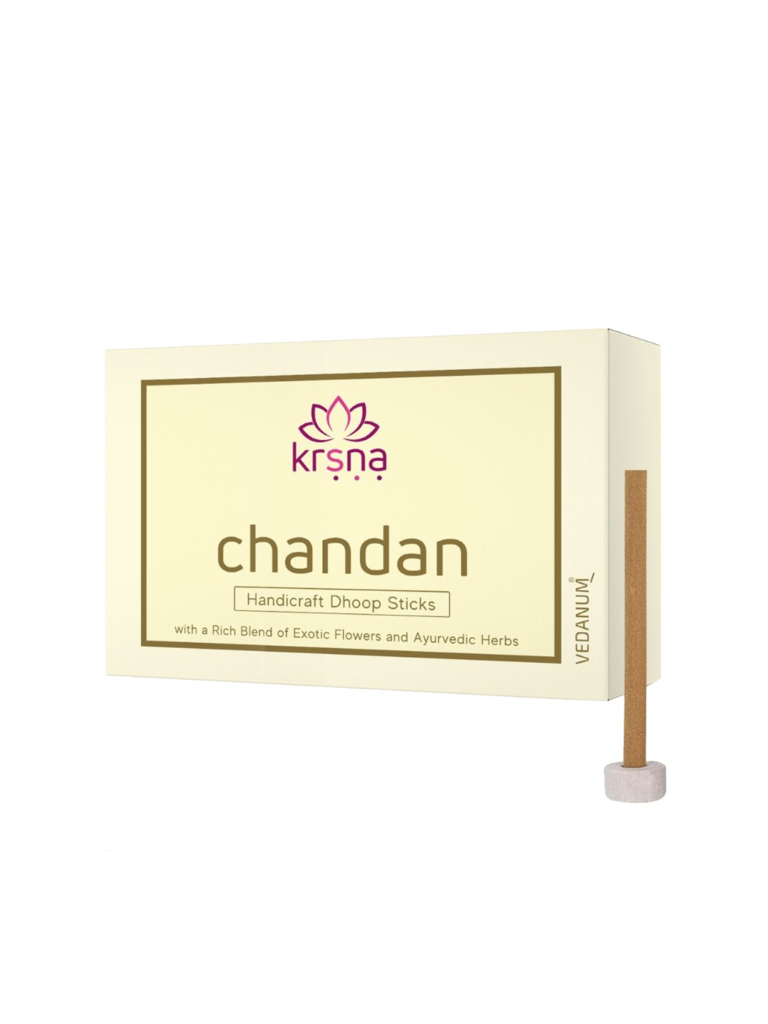 

VEDANUM Chandan Charcoal Free Mogra Incense Organic Dhoop Sticks-60gm, Brown