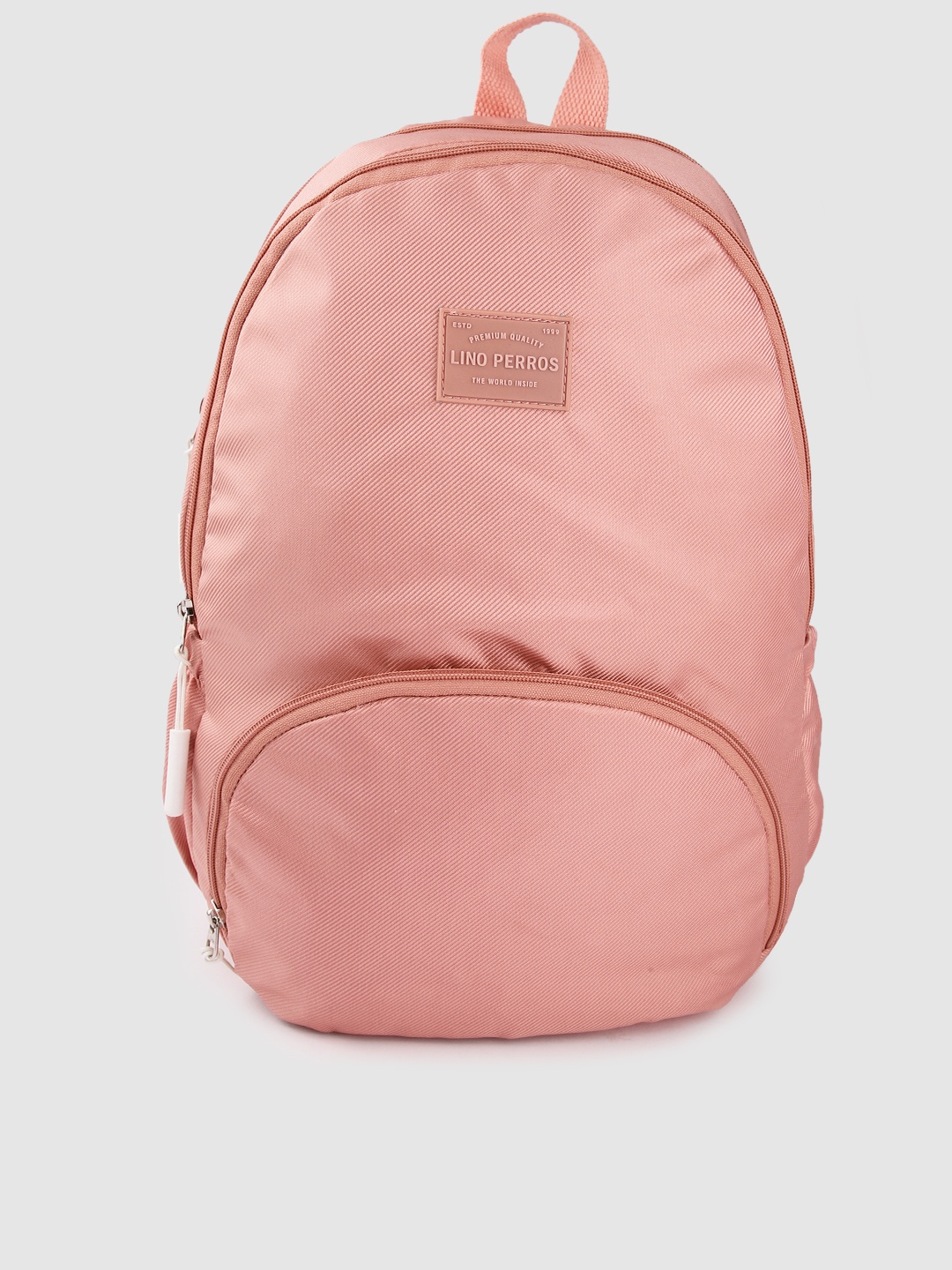 

Lino Perros Women Striped Medium-Sized Backpack with Laptop Compartment 21L, Pink