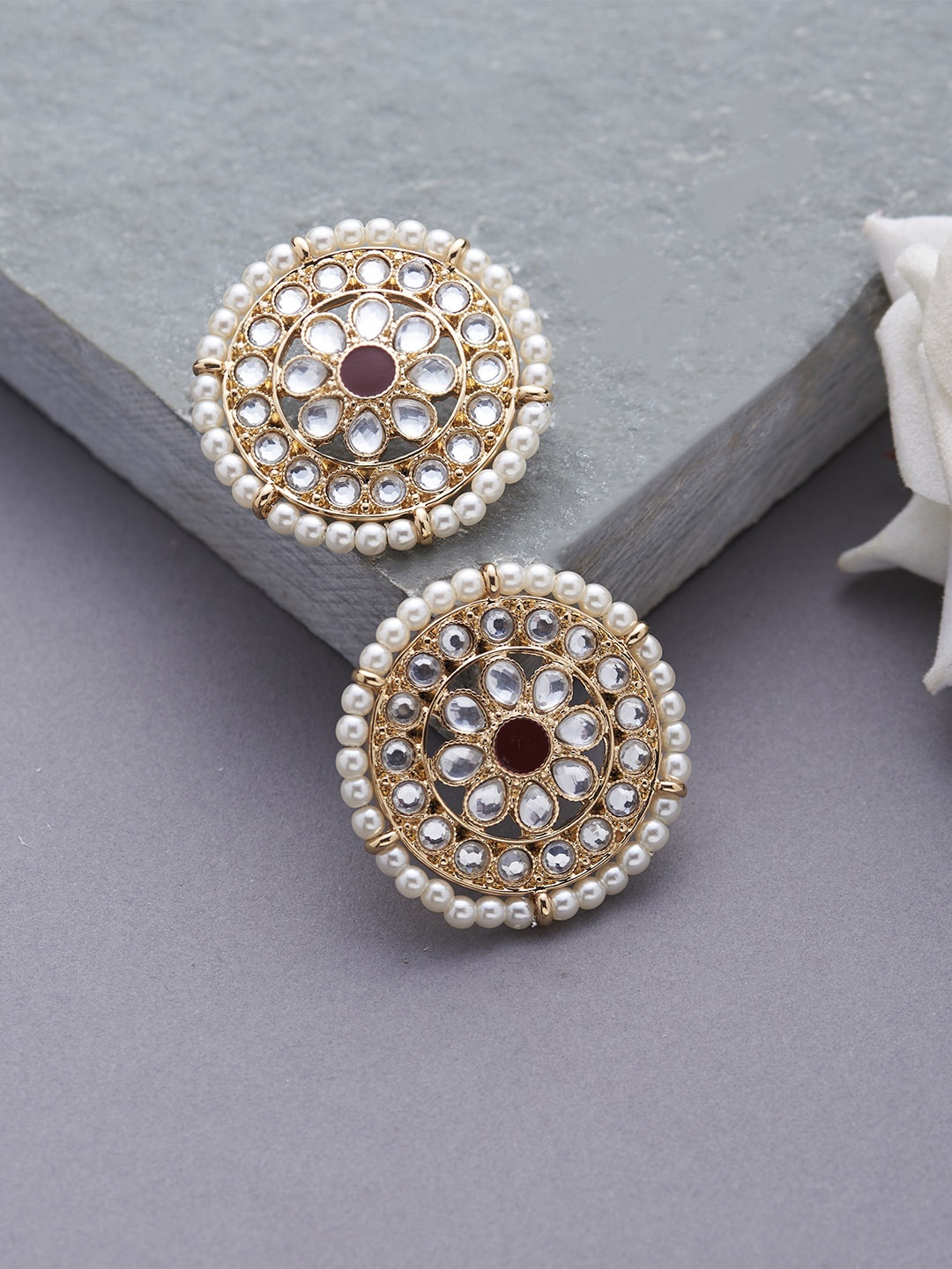 Accessorize Pearl Studded Earrings, Gold