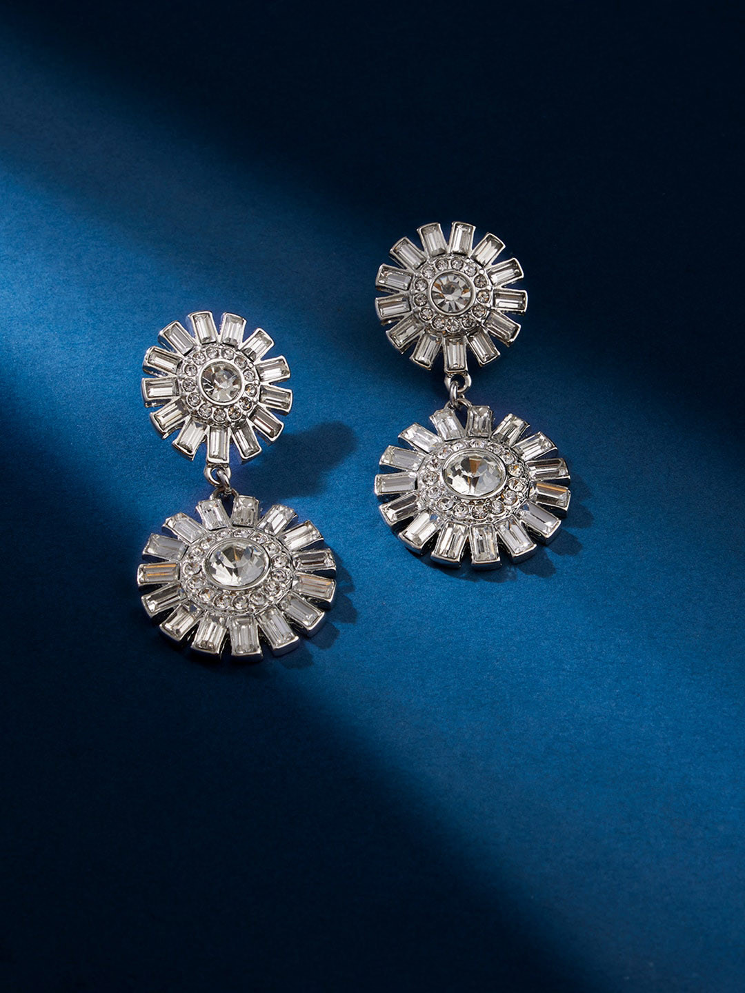 

Accessorize Crystal Studded Floral Drop Earrings, Silver