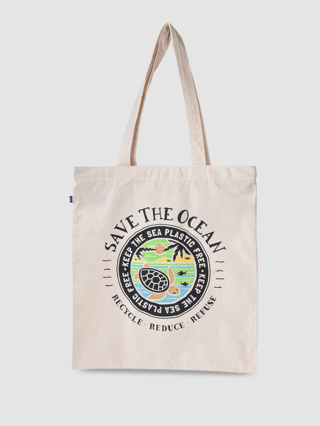 

AQVA Graphic Printed Structured Tote Bag, Cream