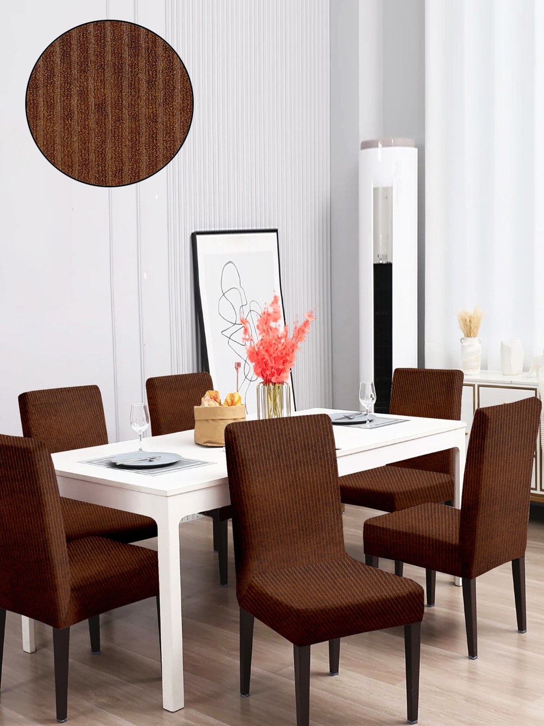 

Cortina Brown 6 Pieces Striped Dining Chair Covers