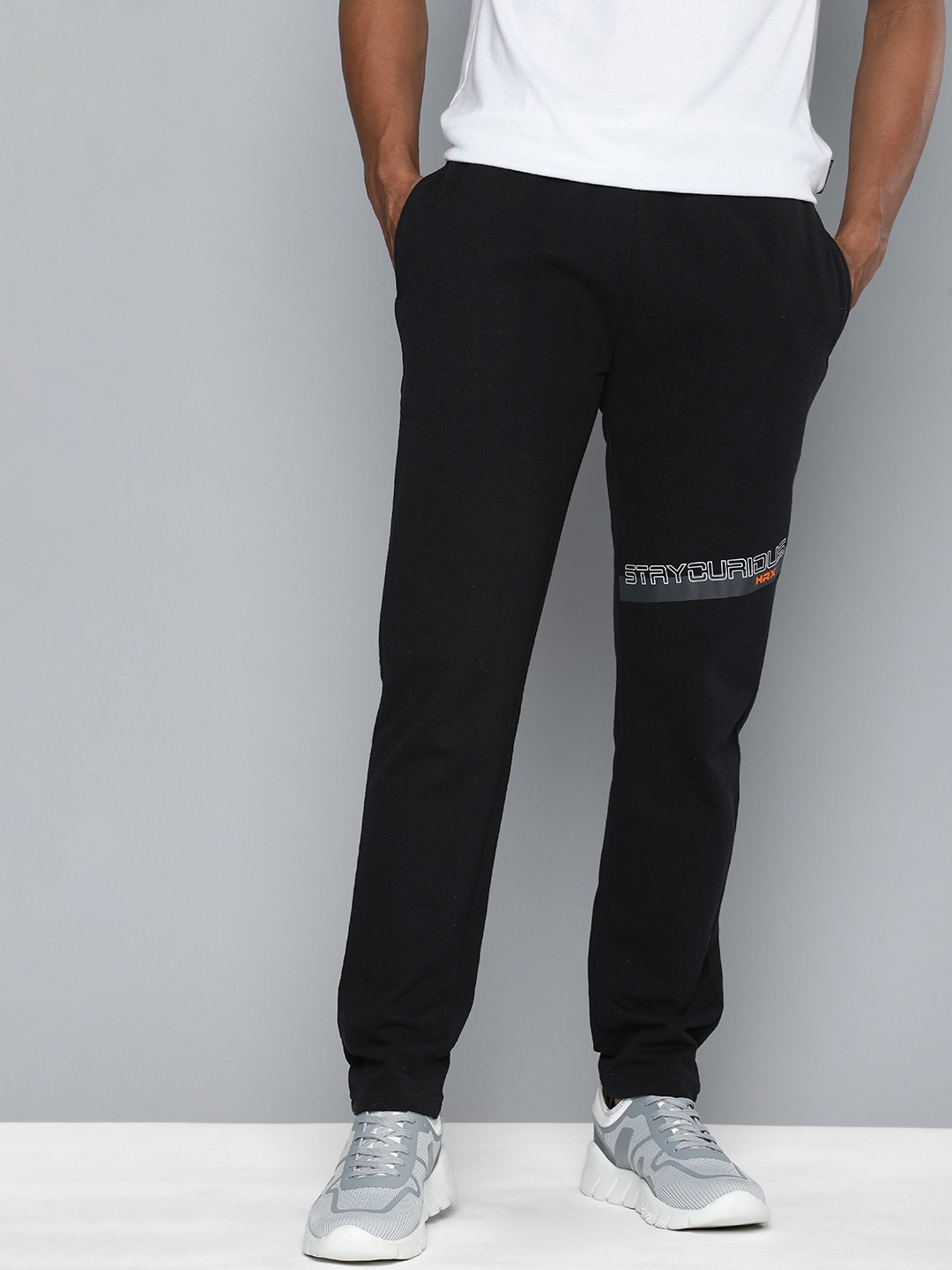 

HRX by Hrithik Roshan Men Typography Printed Regular Fit Track Pants, Black