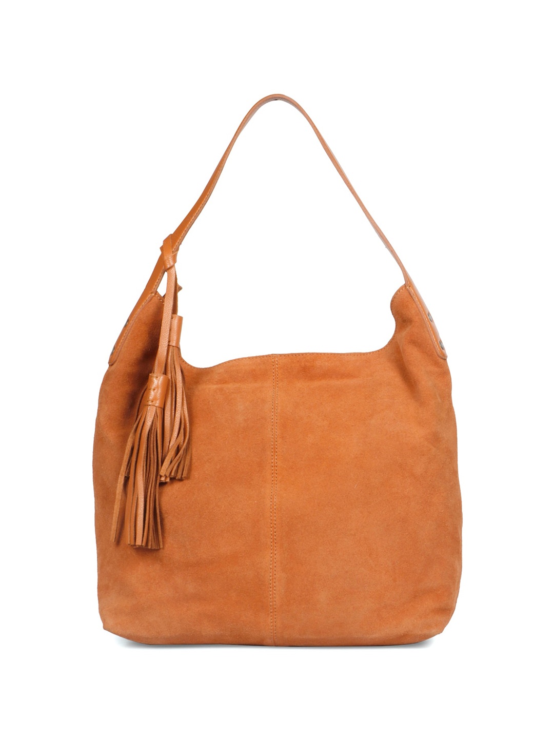 

Favore Tasselled Leather Structured Hobo Bag, Tan