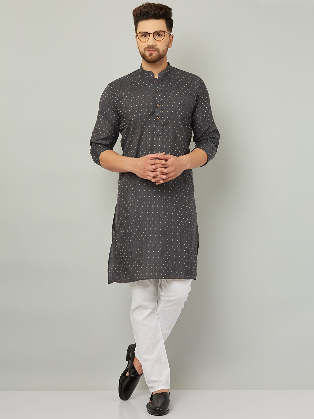 

Armaan Ethnic Ethnic Motifs Printed Pure Cotton Kurta With Trouser, Grey