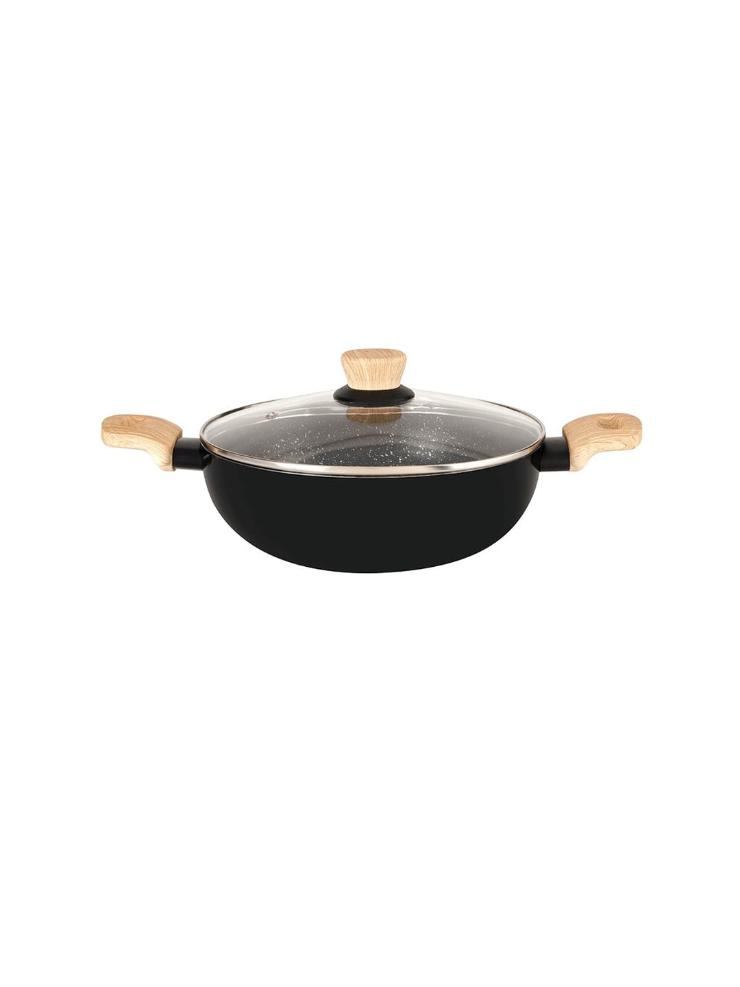 

Bergner Bellini Plus Aura 5-Layer Non-Stick Induction Bottom 24 cm (3.6 L) Kadai with Lid, Black