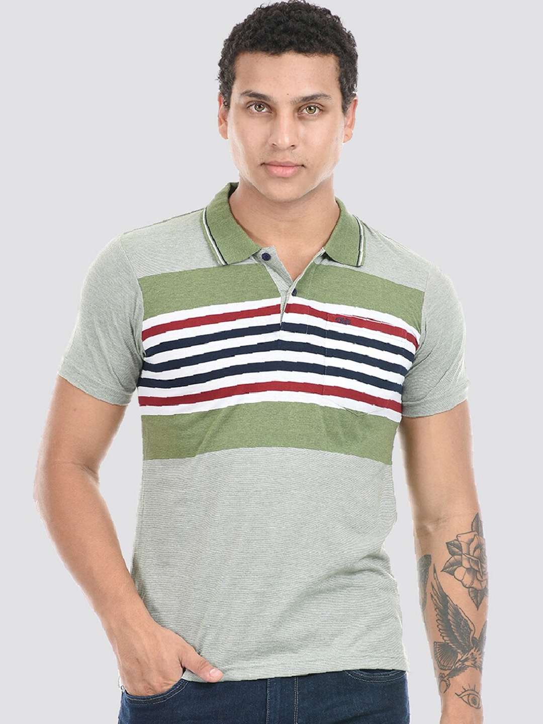 

Cloak & Decker by Monte Carlo Striped Polo Collar Regular Fit T-shirt, Green