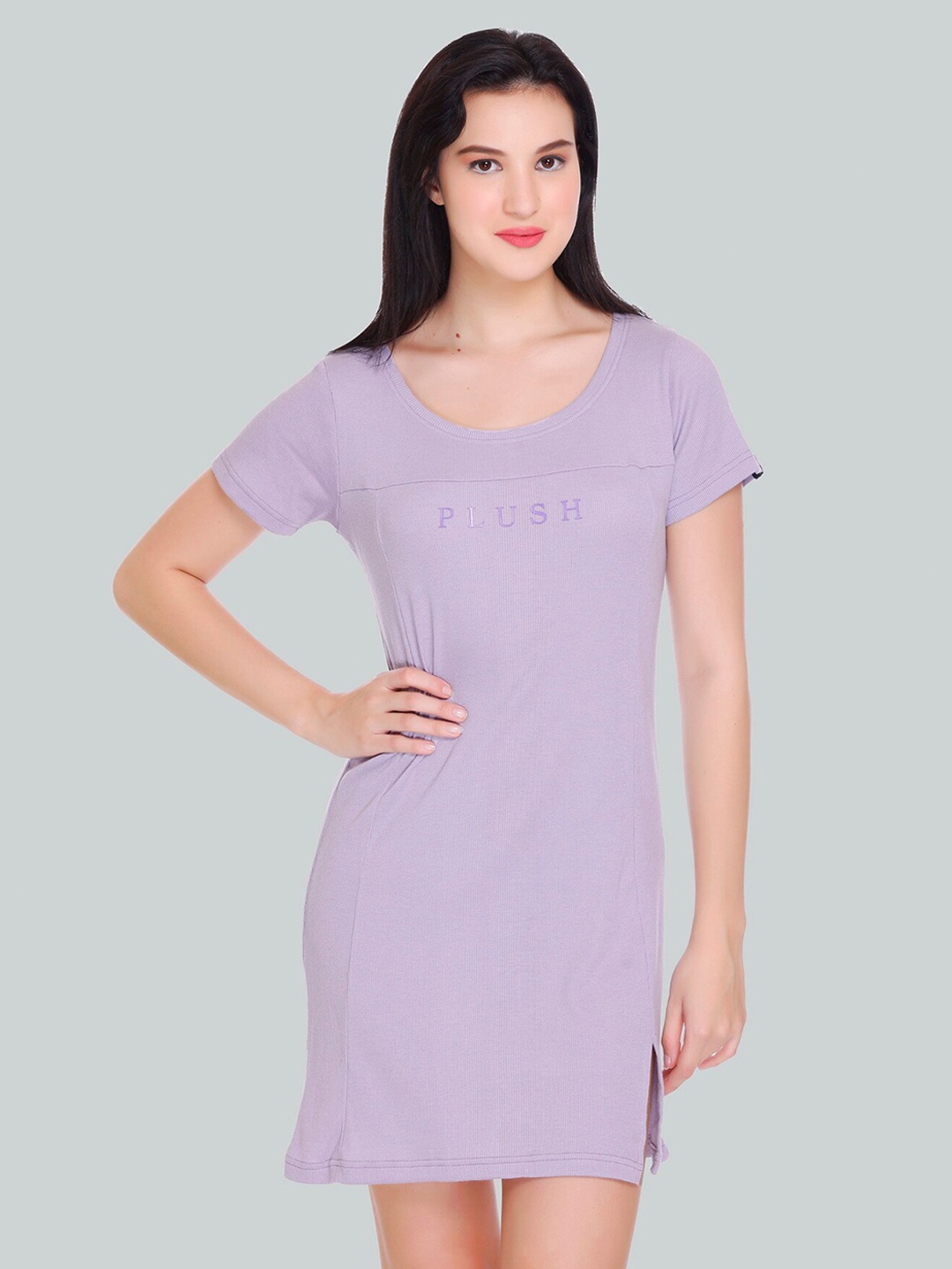 

BAESD Typography Printed T-shirt Dress, Lavender