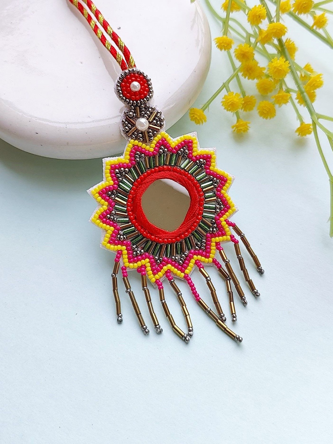 

Crunchy Fashion Women Beaded & Embellished Rakhi, Pink