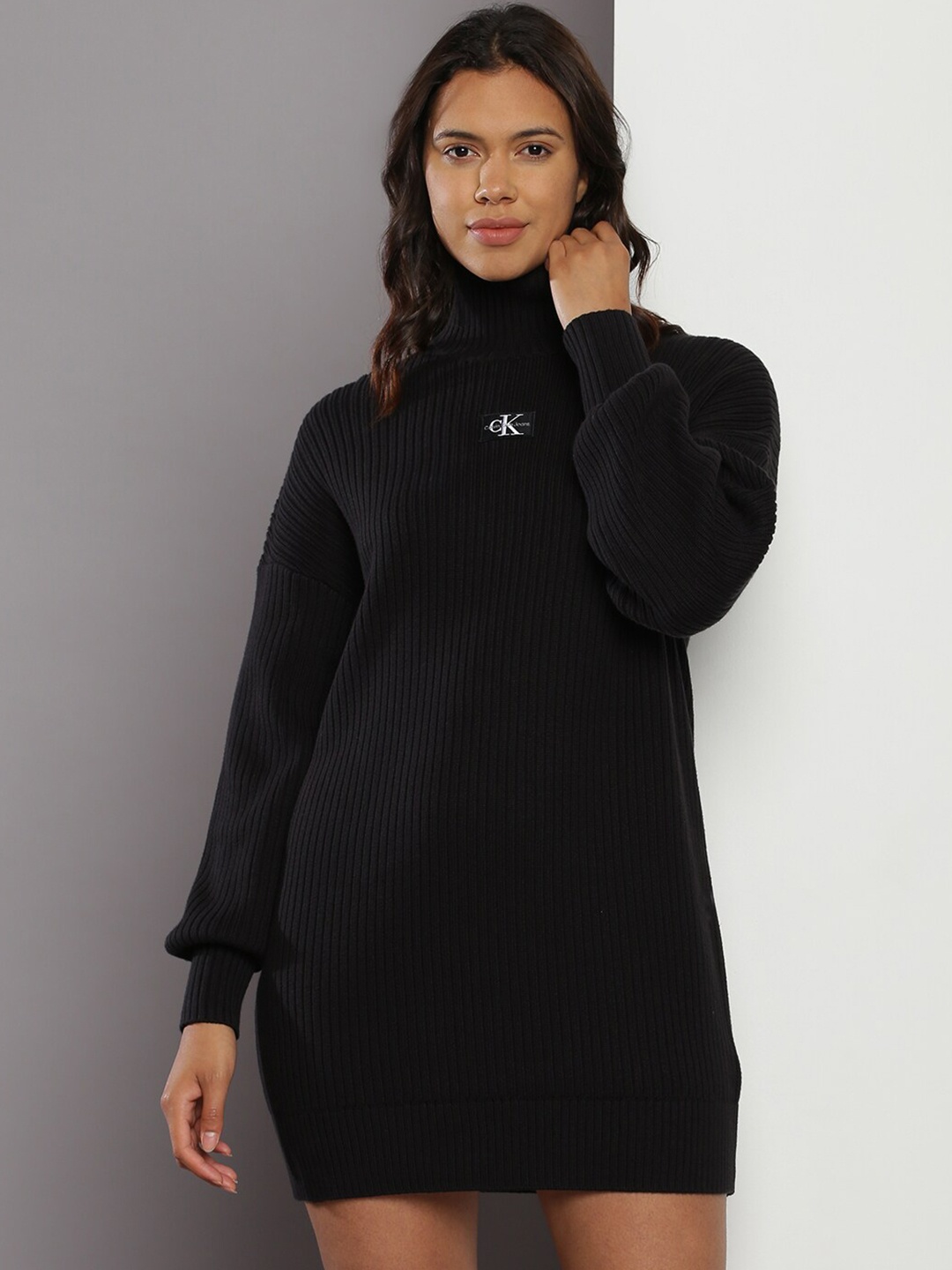 

Calvin Klein Jeans Mock Neck Bodycon Dress, Black
